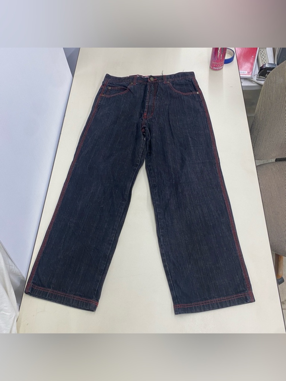 RICHKIDS BLACK JEANS WITH RED STITCHING